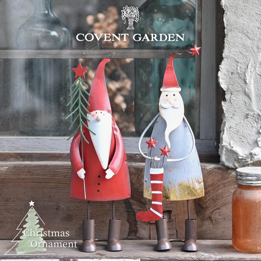 クリスマス オーナメント レッドブリキサンタ 2種 サンタクロース 高さ