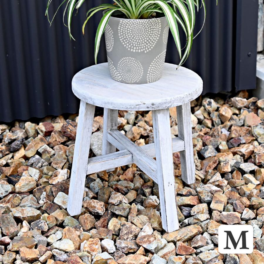 ウッドフラワースタンド Mサイズ ホワイト 丸 木製 鉢置き台