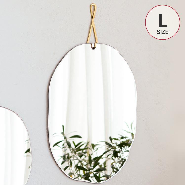 鏡 壁掛けミラー 真鍮 フック アクリルミラー ブラス ウォールミラー L