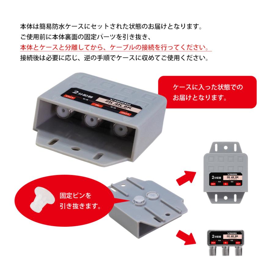 VISION 改良版 2分配器 同一方向 1年保証 防水ケース付 使い勝手抜群
