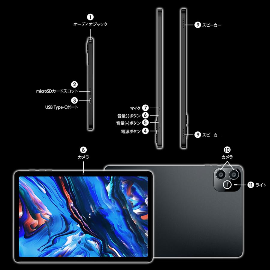 Android14 タブレット PC 本体 10インチ 12GB+64GB+1TB-TF拡張 Wi-Fi