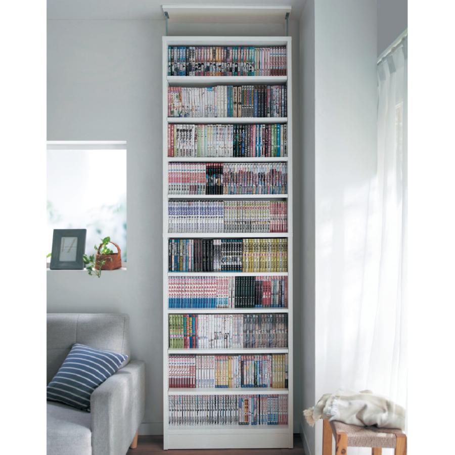 本棚 大容量 コミックラック 棚 薄型 スリム ブックシェルフ 突っ張り