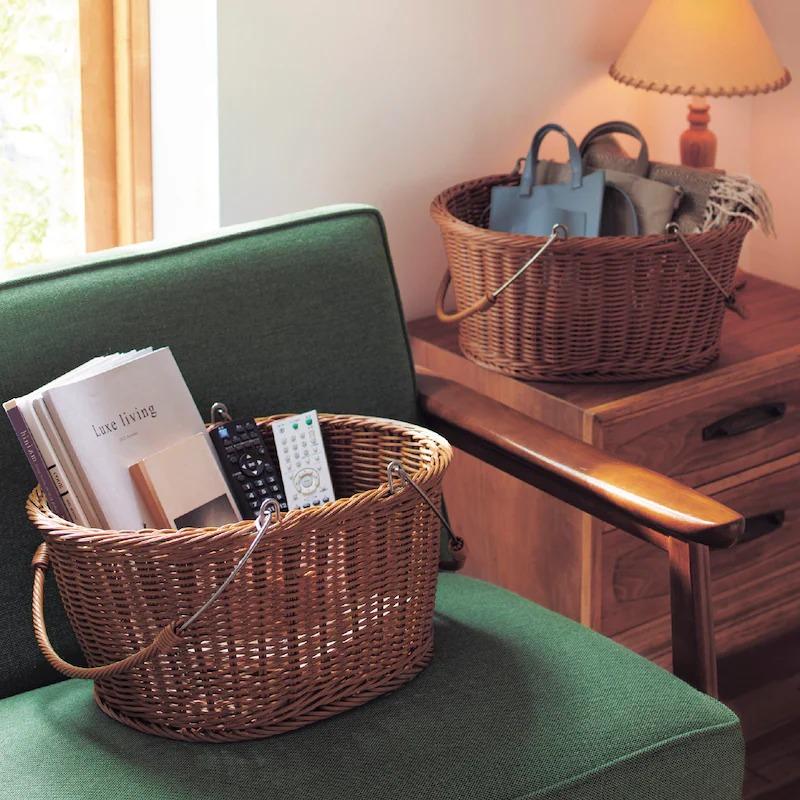 ベルメゾン（BELLE MAISON） バスケット かご 洗える ラタン調