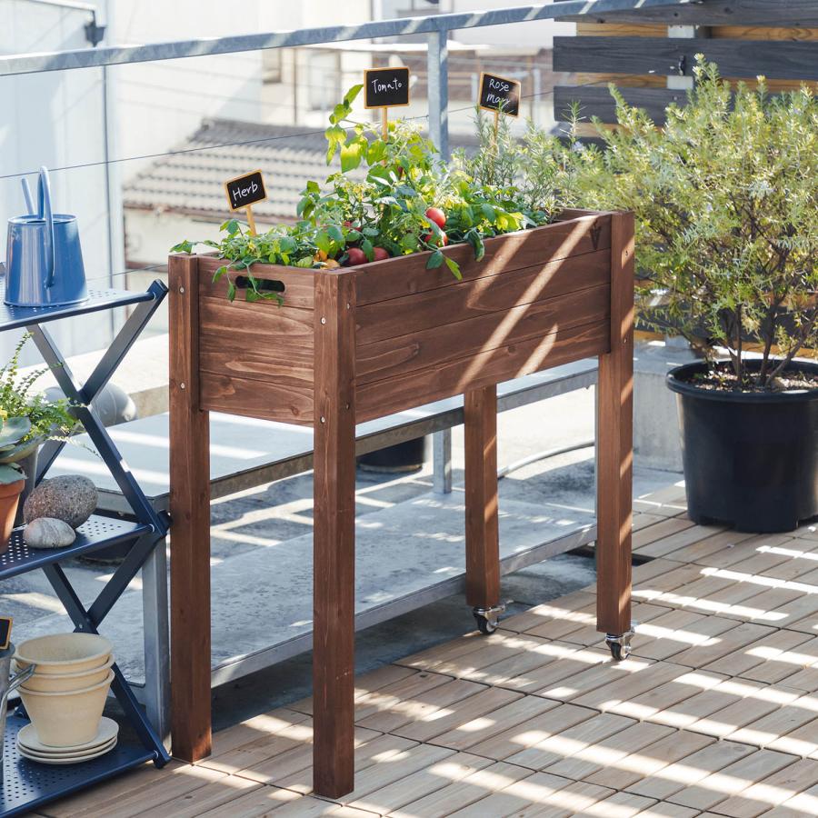 片側キャスター付き天然木のプランターラック : ベルメゾン Yahoo