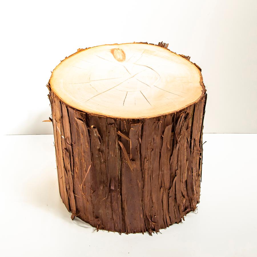 川島材木店 桧切り株 高さ35cm 直径約35cm 皮つき 薪割り台 丸太椅子