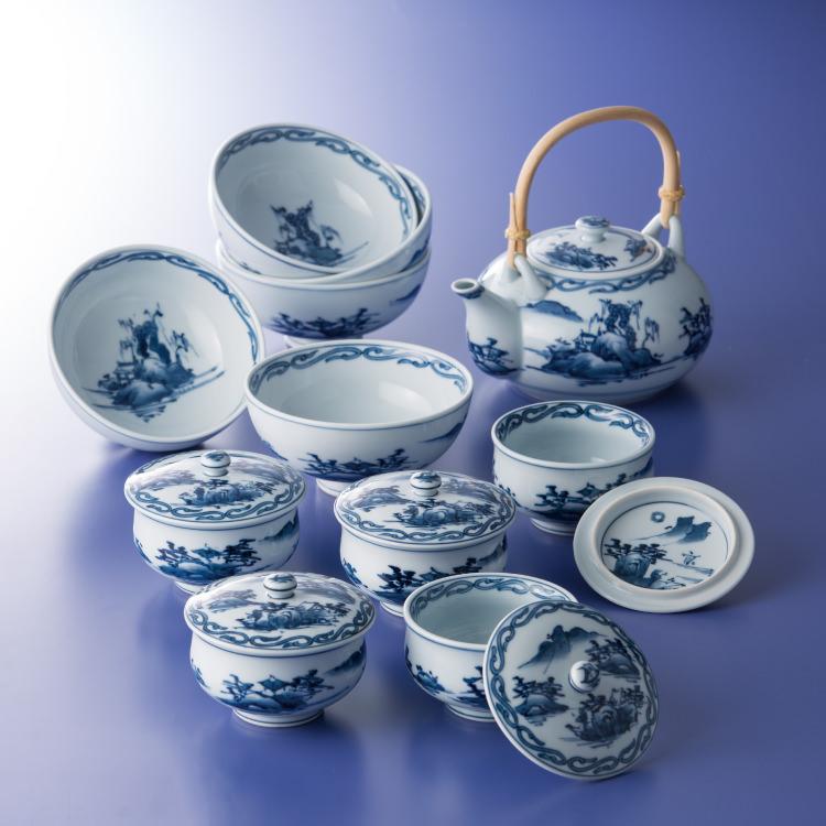 有田焼 田代亮秀 古代山水 ホームセット 椀 茶器 和食器 器 作家物