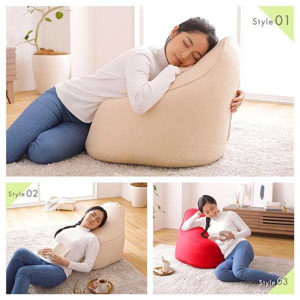 クッション ビーズクッション ソファ 日本製 背もたれ付き リラックス