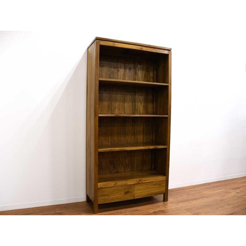 ブックシェルフ チーク 無垢 幅88cm アジアン 北欧 木製 アンティーク