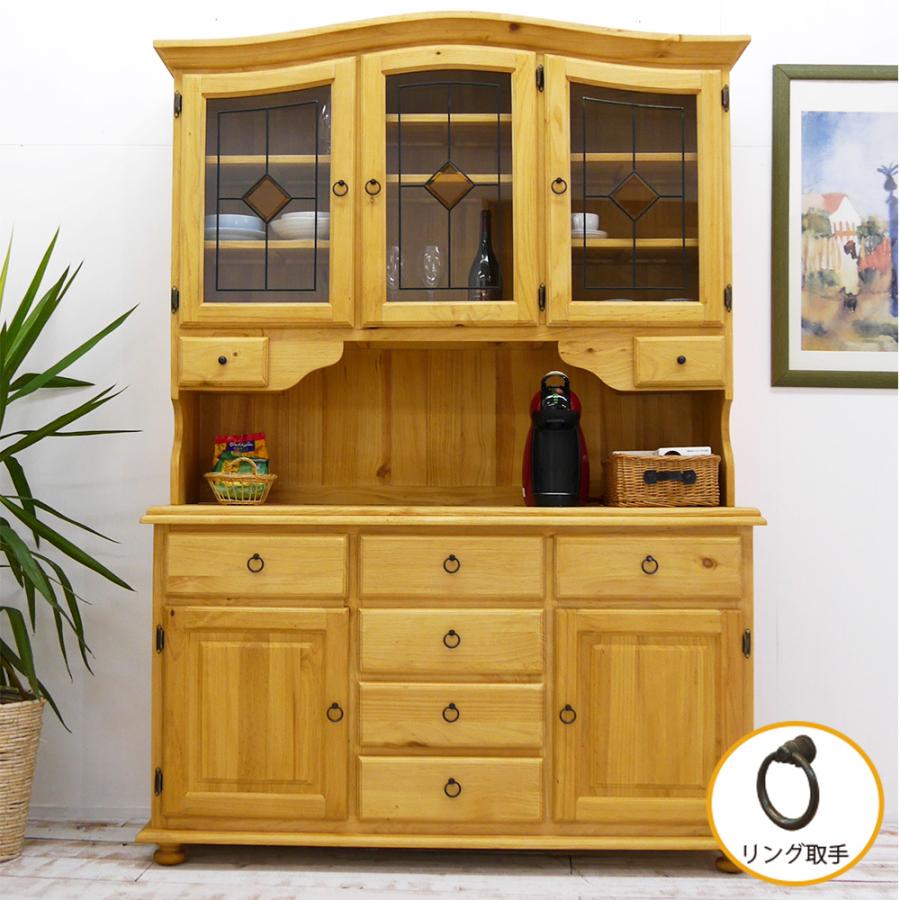 カントリーパインの大きな食器棚ナチュラルカントリーキッチンボード