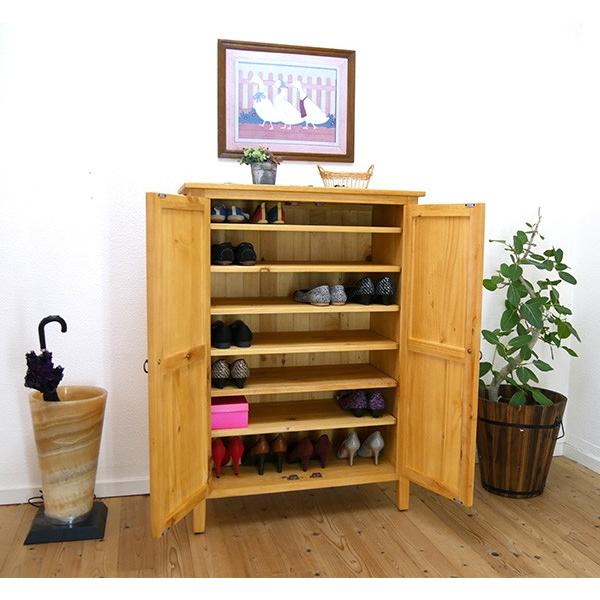 無垢キャビネット 木製扉 Valencia リング取っ手 高さ120cm 食器棚