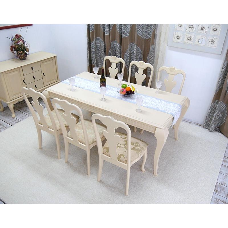 エレガントダイニングテーブル チェア7点セット クラシック調 猫脚
