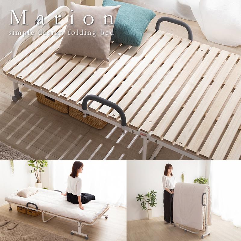 桐すのこ折りたたみベッド シングル キャスター付き 通気性抜群 軽量