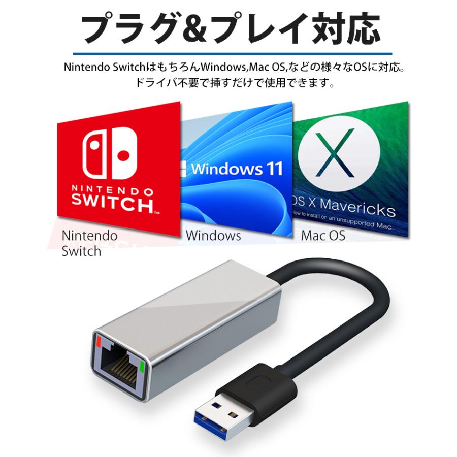 超高速 USB3.0 Nintendo SWITCH 有線LANアダプター Sライン 任天堂