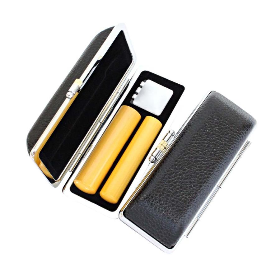 印鑑ケース 2本 収納可能 朱肉付き 銀行印 認印 実印 2本入りケース