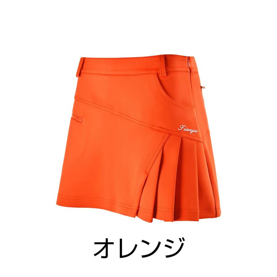 ゴルフスカート レディース インナーパンツ付き プリーツスカート 無地