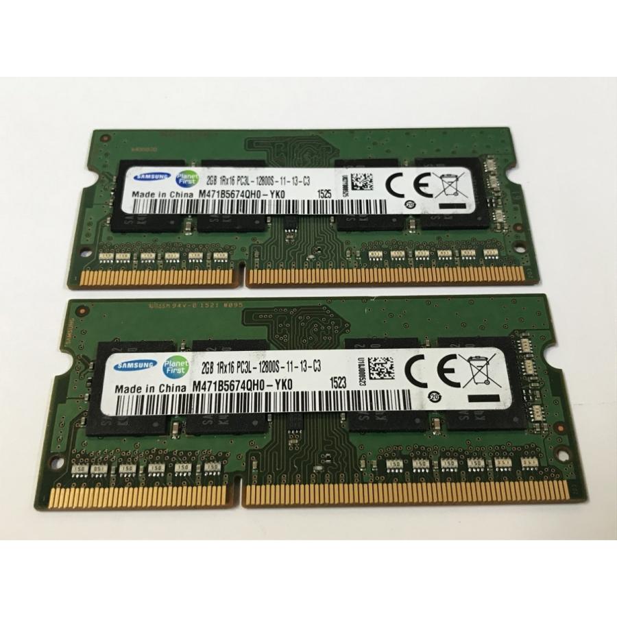 中古】ノート用メモリ SAMSUNG PC3L-12800S DDR3L 1600 1R×16 2GB 2枚