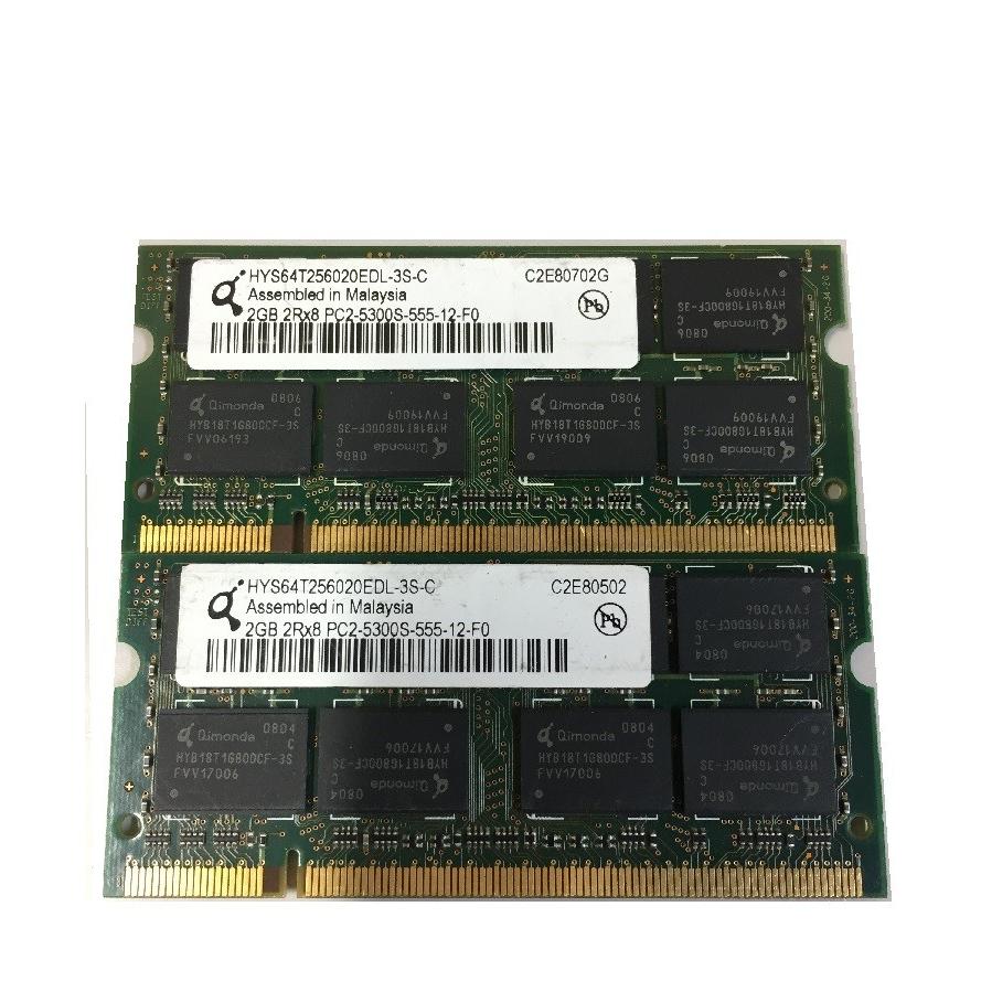 ノートPC用メモリ メーカー混在 PC2-5300S DDR2 667 2GB 2枚組 計 4GB