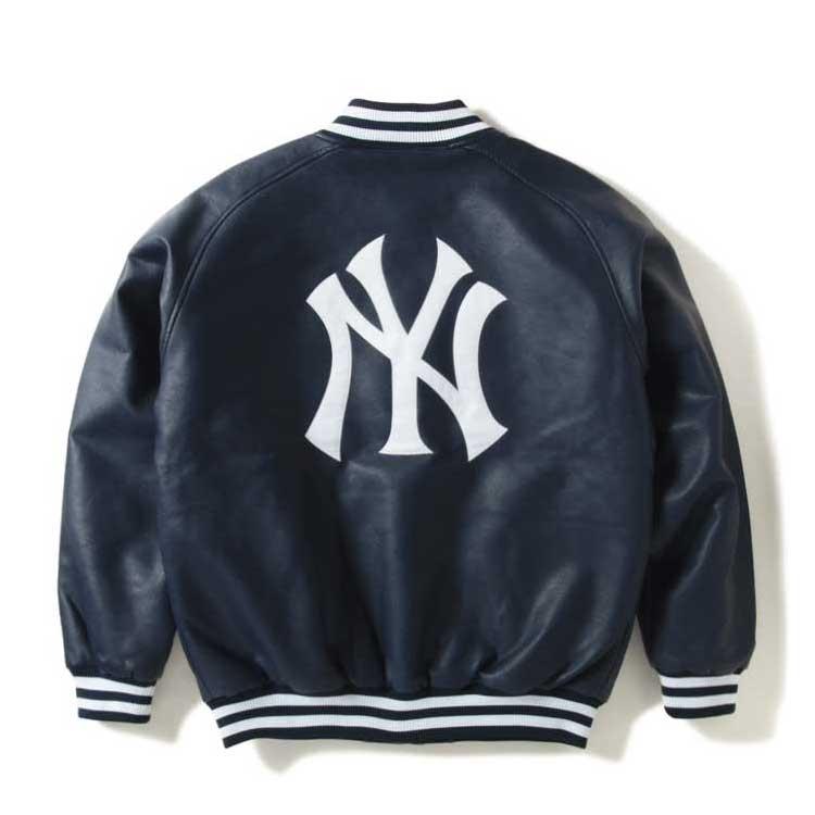 FANATICS MLB NEW YORK YANKEES PU LEATHER STADIUM JACKET(NAVY