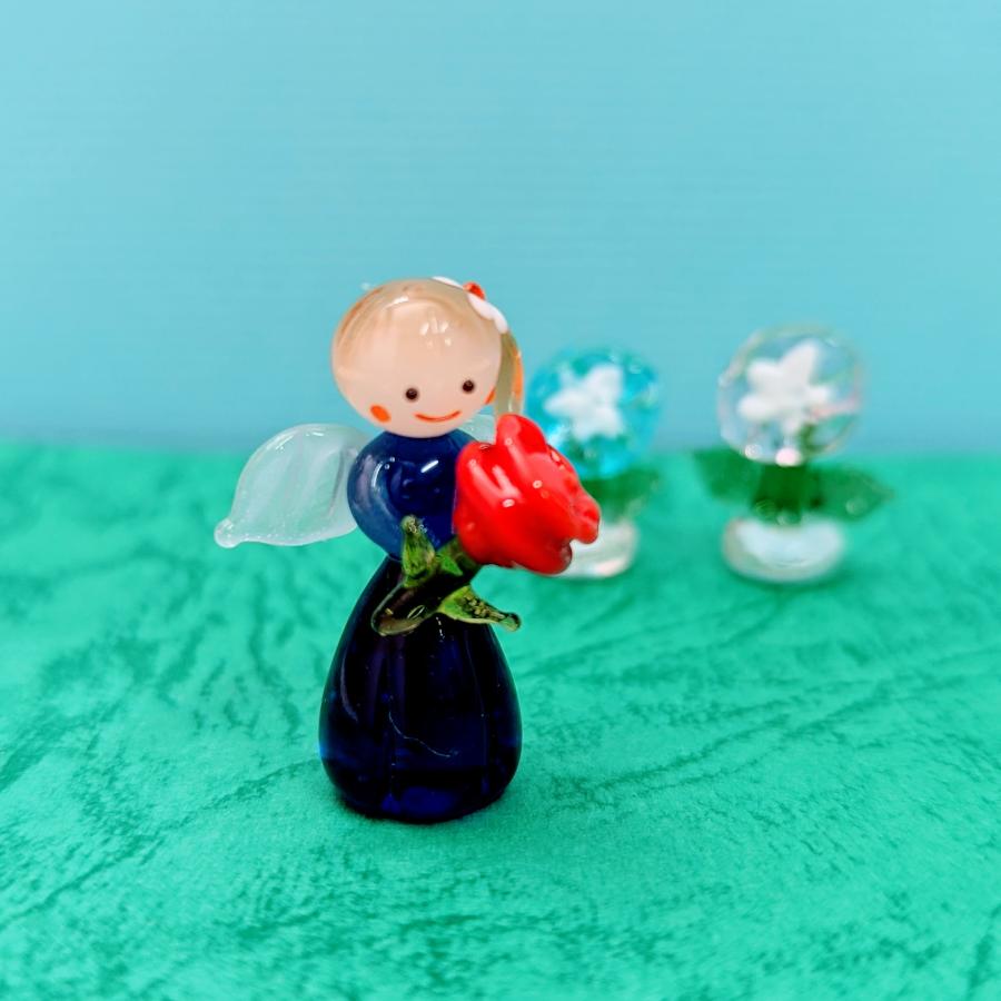 ガラス細工 花の妖精（カーネーション）ミニチュア 雑貨 置物 小物