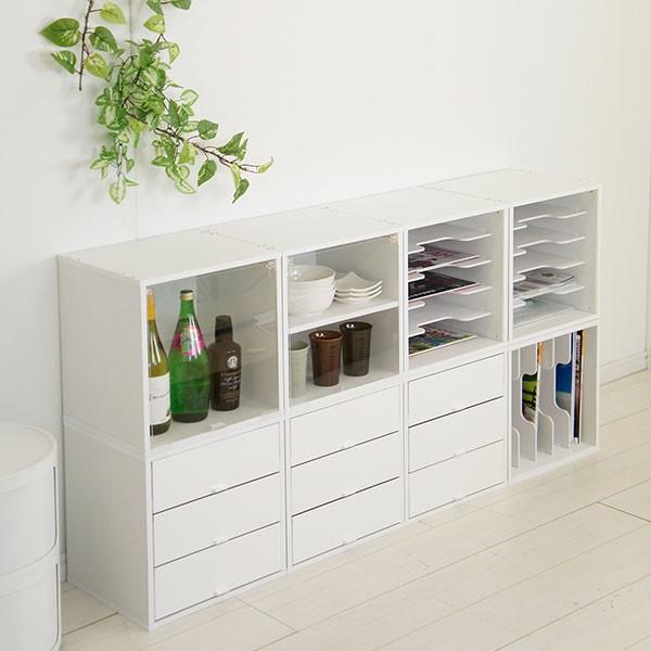 キューブボックスα 仕切りタイプ スタッキングシェルフ A4 カラー