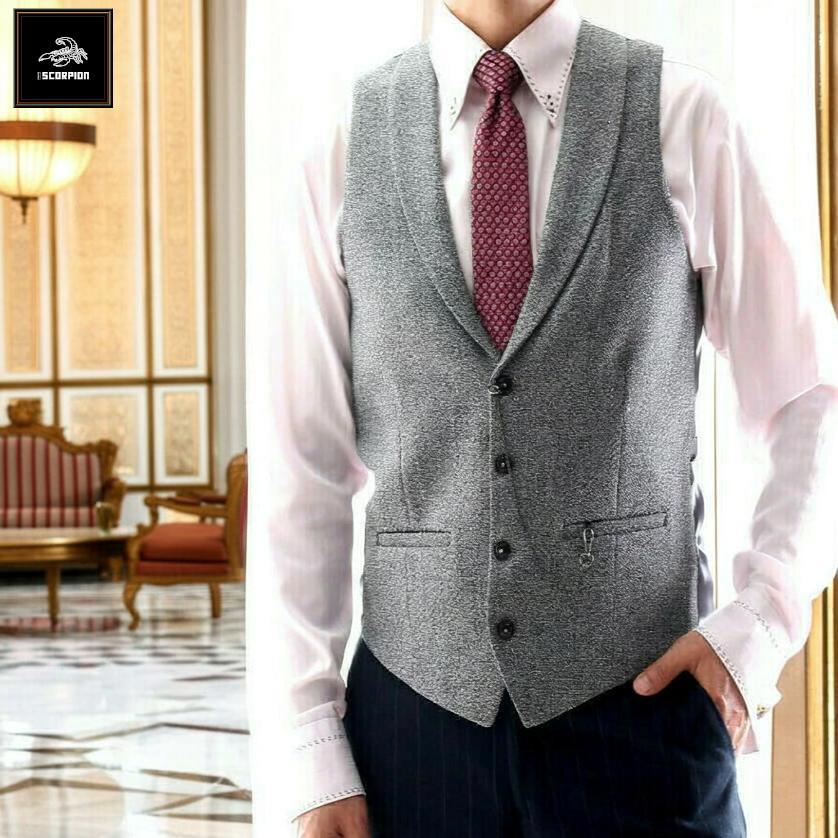 ジレ ベスト 前開き 襟付き グレー 大きいサイズ 秋冬 ジャケパン