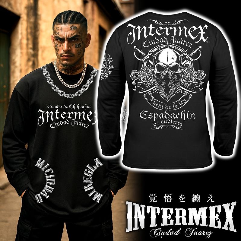 長袖 Tシャツ ロンT 服 INTERMEX インターメックス スカル itm-060 黒