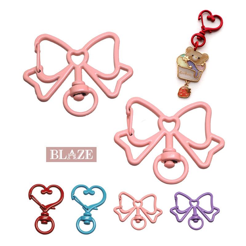 BLAZE キーホルダー 金具 ハート ＆ りぼん ナスカン キーホルダー