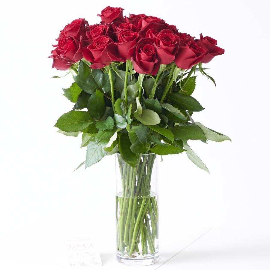 花瓶フラワー・フラワーベース シリンダー（クリア） 赤バラ30本 : SP