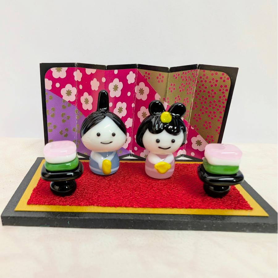 ガラス細工 菱餅ペア（S) ミニチュア 雑貨 置物 小物 ひな祭り