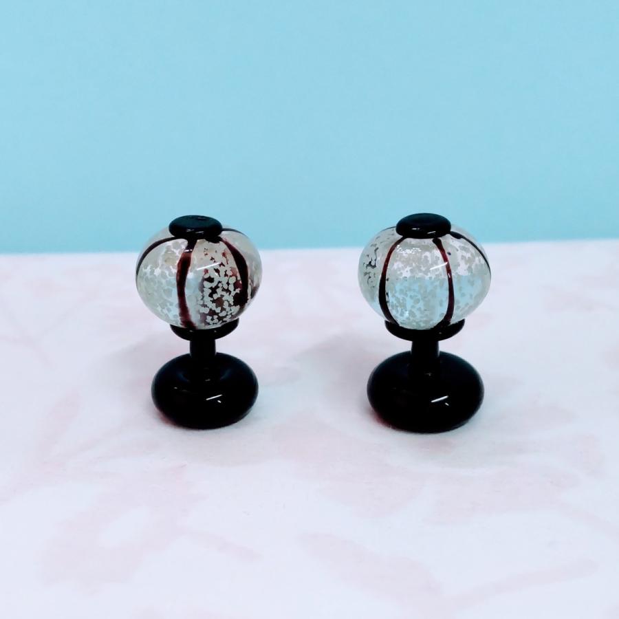 ガラス細工 蓄光ぼんぼりペア（S) ミニチュア 置物 雑貨 小物 雛人形