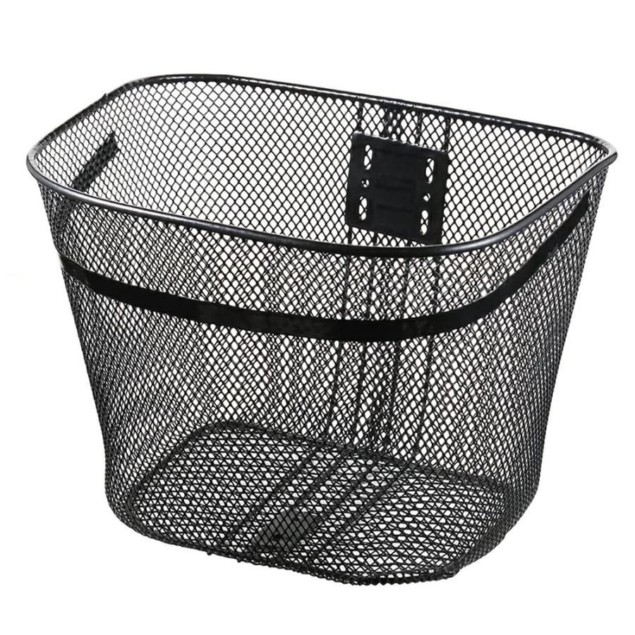 自転車 D型 メッシュバスケット プレート入り ブラック 黒 カゴ かご