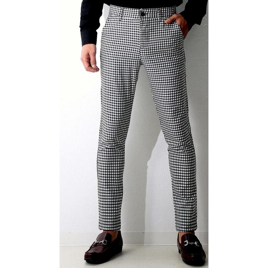スラックス スキニー パンツ ギンガムチェック スリム タイト 春夏