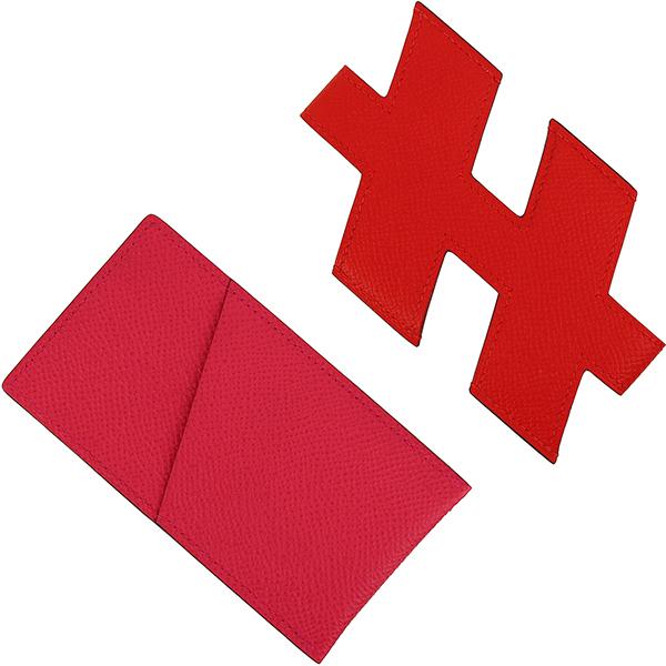 HERMES（エルメス） カードケース Hタグ エプソン ルージュクー ローズ