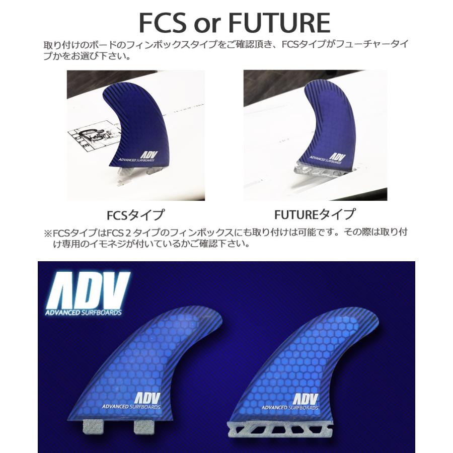 ADVANCED ハニカムカーボン5フィンセット トライフィン クアッドフィン