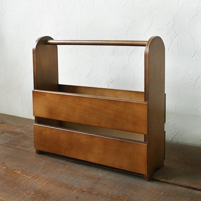 マガジンラック 木製 おしゃれ ダークブラウン アンティーク