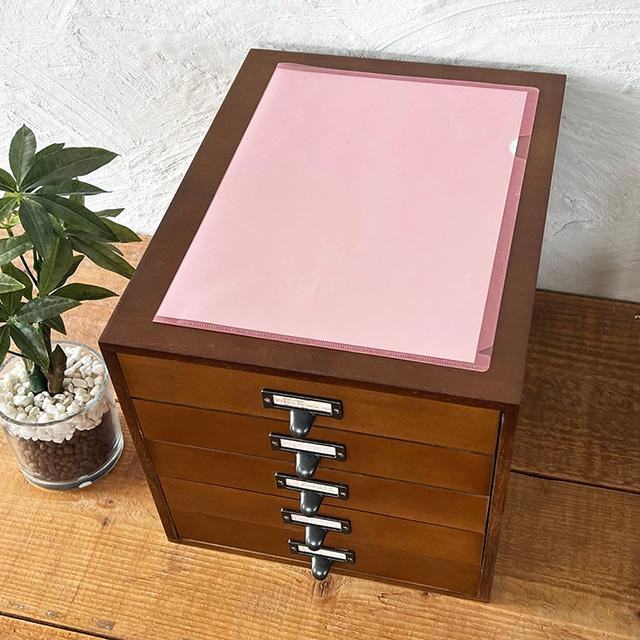 書類ケース A4 木製 レターケース チェスト 5段引き出し ダーク