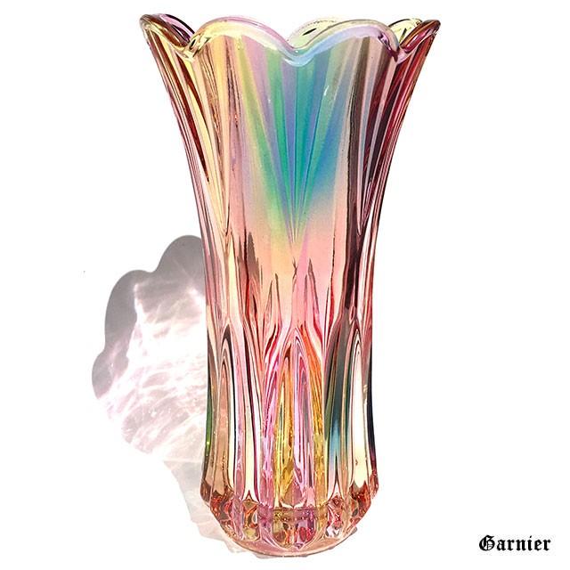 花瓶 フラワーベース ガラス クリスタル カラフル 虹色 オシャレ 高さ