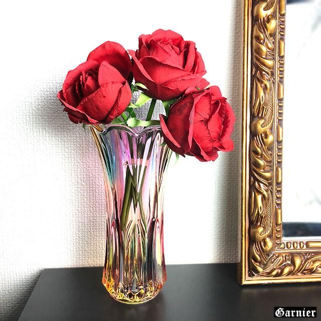 花瓶 フラワーベース ガラス クリスタル カラフル 虹色 オシャレ 高さ