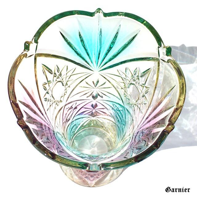 花瓶 フラワーベース ガラス クリスタル カラフル 虹色 オシャレ 高さ