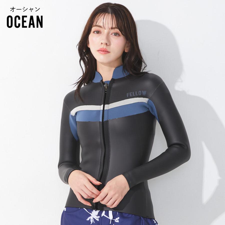 FELLOW ウェットスーツ タッパー フロントジップ 3mm スキン ラバー