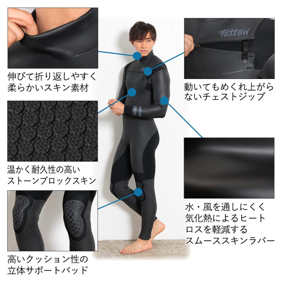 FELLOW セミドライ ウェットスーツ メンズ 5×3mm チェストジップ