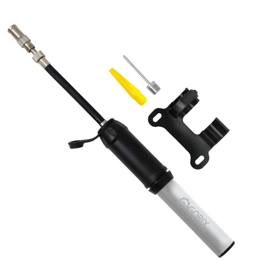 GORIX 自転車用携帯ポンプ ホース内蔵 超軽量 仏式バルブ 米式・英式