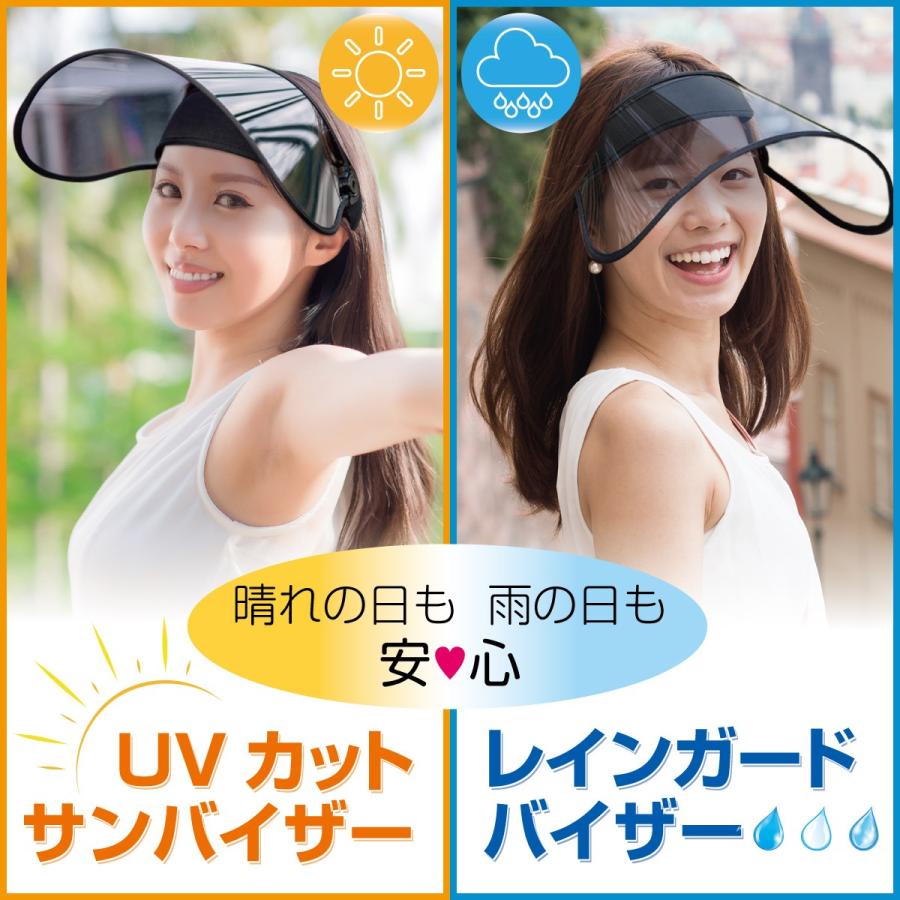 UVカット サンバイザー レインガード バイザー レディース 帽子