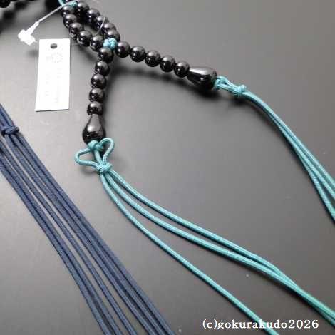 数珠 浄土真宗 布教用 総黒オニキス 正絹紐房 : 仏壇・仏具・数珠 極楽
