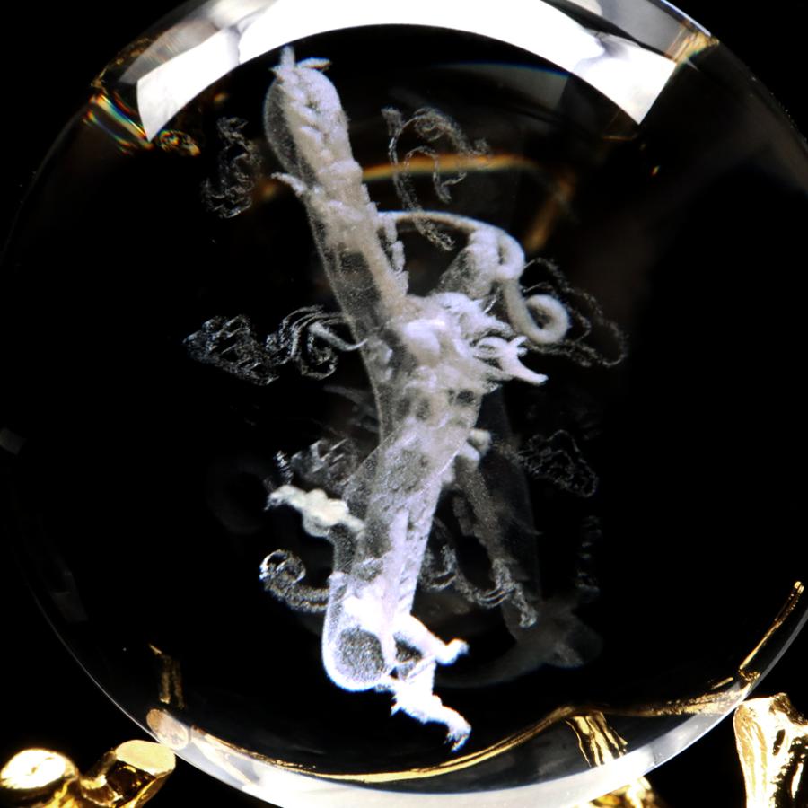 GOLD STONE 龍 クリスタルボール 約80mm 龍神 干支 辰 置き物 人工水晶