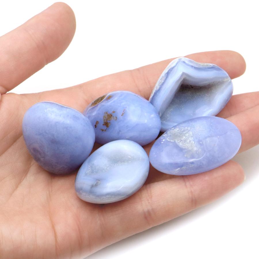 GOLD STONE ブルーレースアゲート タンブル 150g 空色 縞瑪瑙 天然石