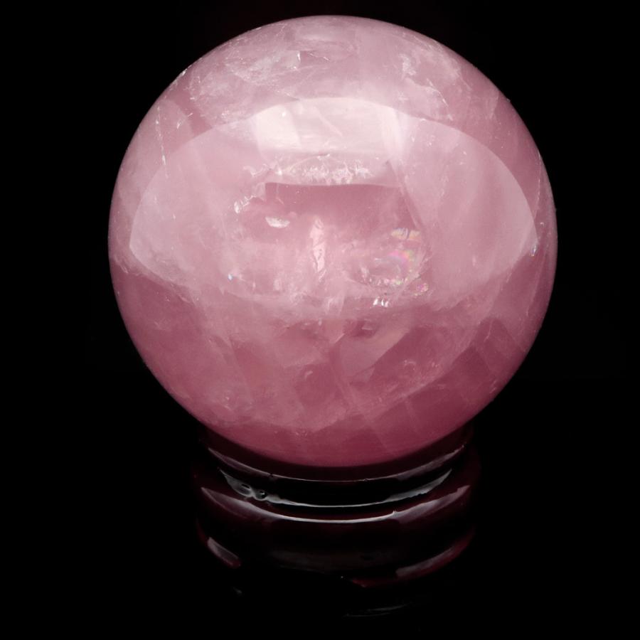 GOLD STONE スター ローズクォーツ 丸玉 77mm AAA 台座付き