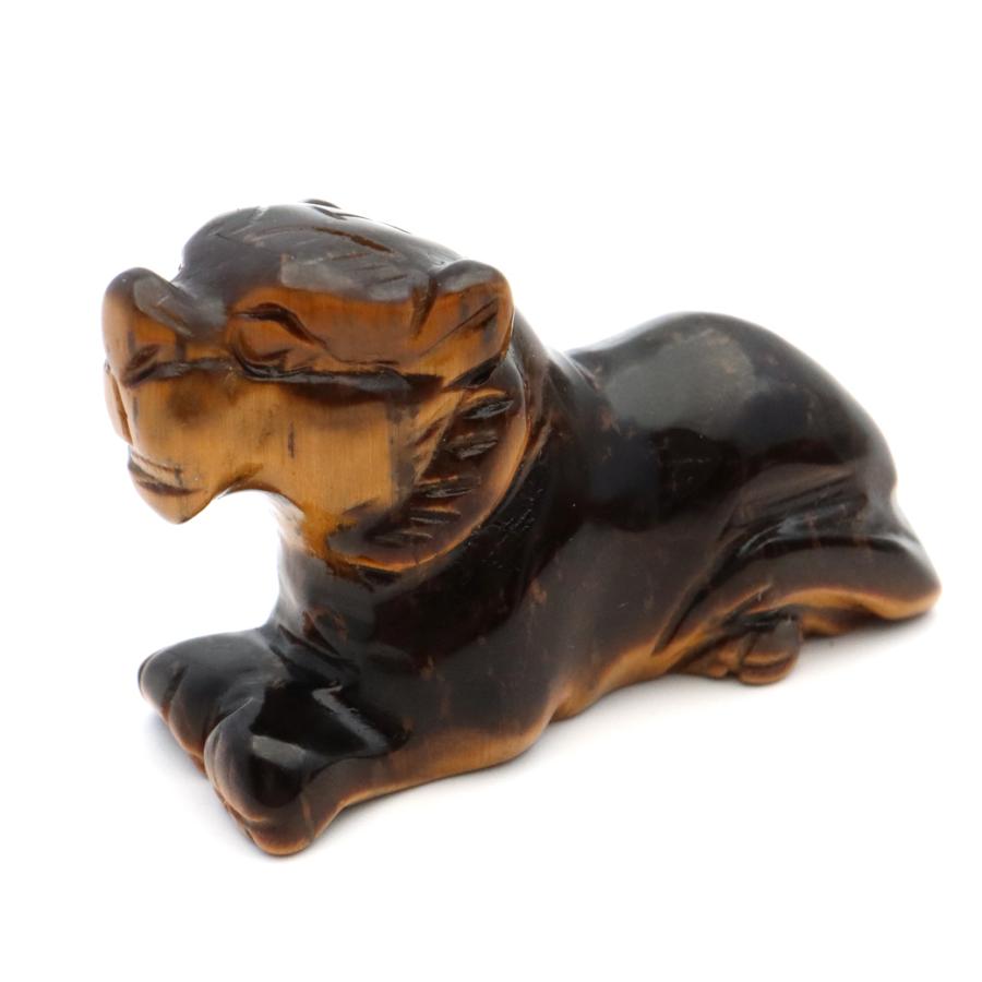 GOLD STONE タイガーアイ 虎 置物 彫刻 ミニサイズ 虎眼石 風水 干支