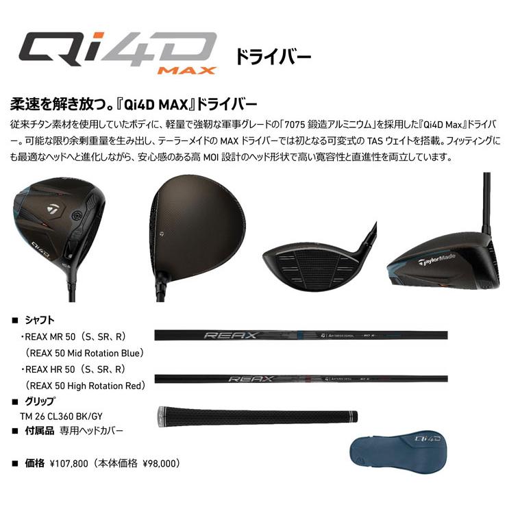 TaylorMade（テーラーメイド） Qi4D MAX ドライバー REAX HR50
