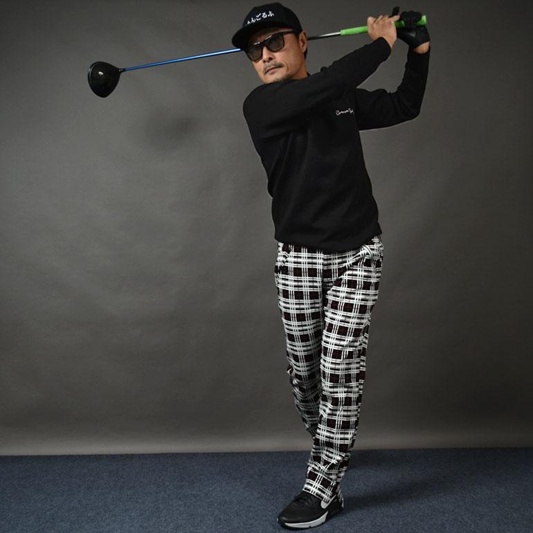 ゴルフウェア メンズ ゴルフパンツ ストレッチ ズボン スリット入り